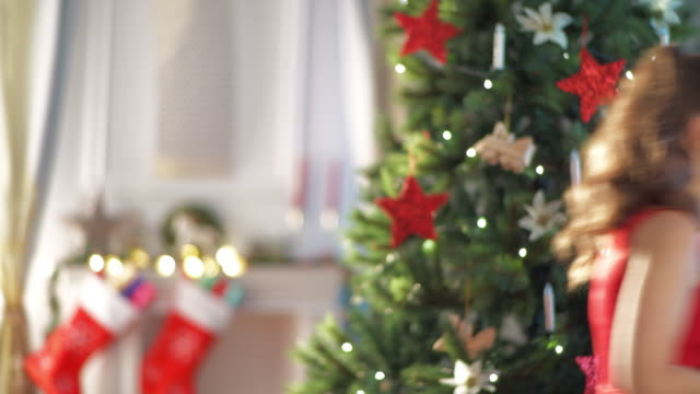 glückliche-trendige-Frau-Weihnachtsbaum-im-Urlaub-Angst
