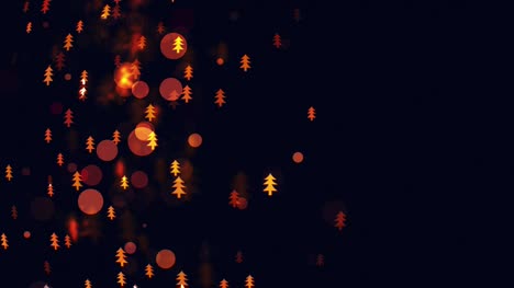 Slow-motion-of-the-blurred-and-glowing-small-christmas-trees