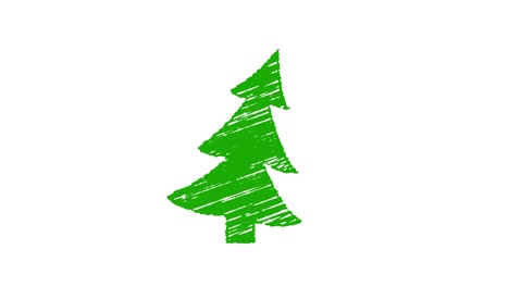 christmas-tree-painted-with-chalk-on-white-background,-hand-drawn-animation-4K