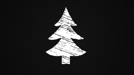 Árbol-de-Navidad-pintados-con-una-pizarra-de-tiza,-dibujados-un-mano-animación-4-K