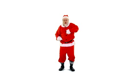 Santa-Claus-tanzen-vor-weißem-Hintergrund