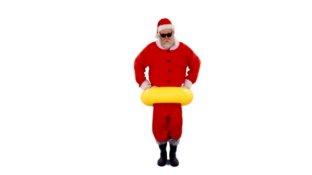 Santa-Claus-in-aufblasbaren-Schlauch-stecken