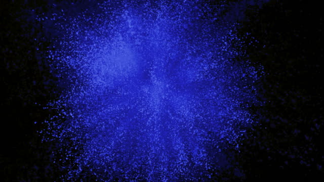 Blue-powder-exploding-on-black-background-in-super-slow-motion