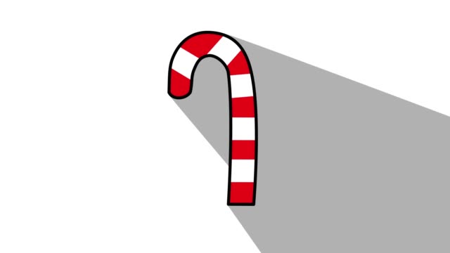 Festliche-Weihnachten-Candy-cane-in--und-out-Animation-lange-Schatten