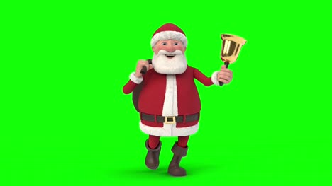 Santa-Claus-zu-Fuß-auf-grünem-Hintergrund.-Nahtlose-Schleife-3D-Animation.-Vorderansicht