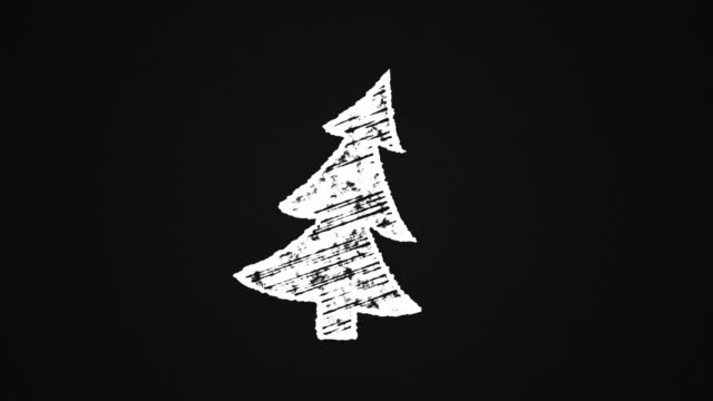 Árbol-de-Navidad-pintados-con-una-pizarra-de-tiza,-dibujados-un-mano-animación-4-K