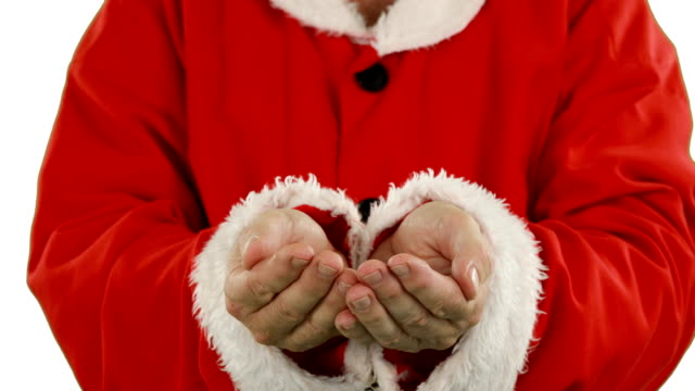 Mid-section-of-santa-claus-with-hands-cupped