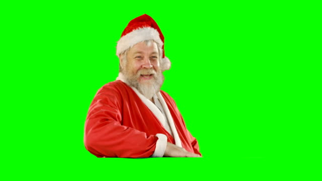 Porträt-von-happy-Santa-Claus-Hand-winken