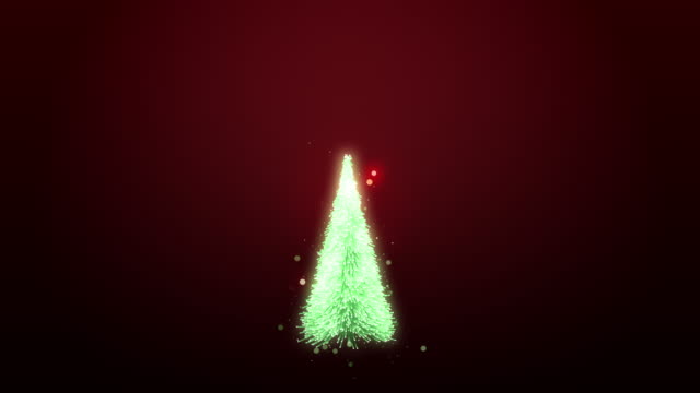 growing-up-and-rotating-a-green-christmas-tree-with-sparkles-loop-4K