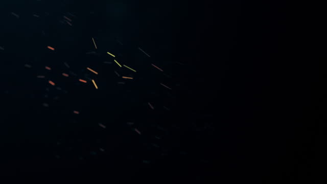 Funkenflug-Feuer-mit-Rauch,-abstrakte-Animation-von-fliegenden-Teilchen-mit-Motion-blur