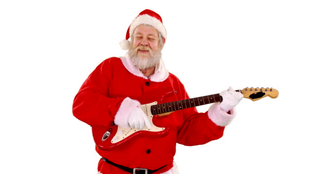 Santa-claus-singing-a-song-and-playing-guitar