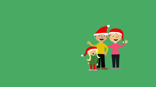 Navidad-felicitación-a-familia-con-sombreros-de-santa