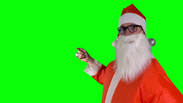 Chroma-Key-Hintergrund-mit-einem-Weihnachtsmann-Promotor.