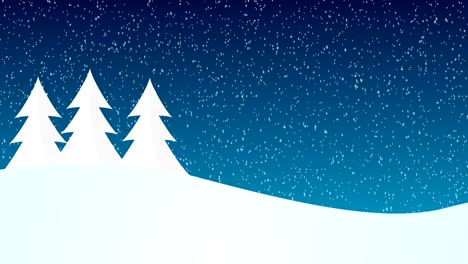 Schneelandschaft-Weihnachtsbaum-bewegt-sich-in-Wind-mit-Platz-für,-Textgrafiken-und-logos