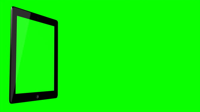 4K-Video.-Digital-Tablet.-Grüner-Hintergrund,-grüner-Bildschirm,-Chroma-Schlüssel