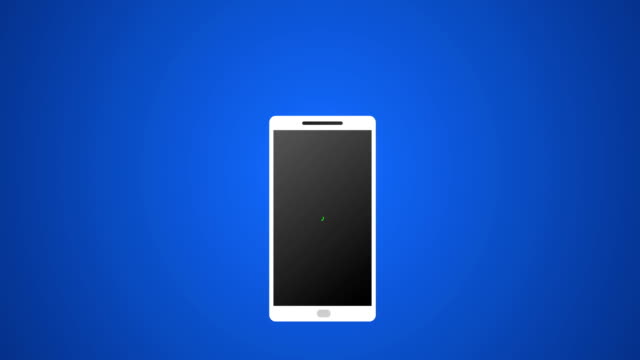 Smartphone-Aufruf-mit-weißen-Vektor-Icon-und-klingeln-Animation-4k-gerenderten-Video-auf-blauem-Hintergrund.