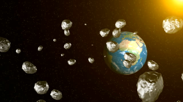 Asteroid-in-space-fly-to-earth