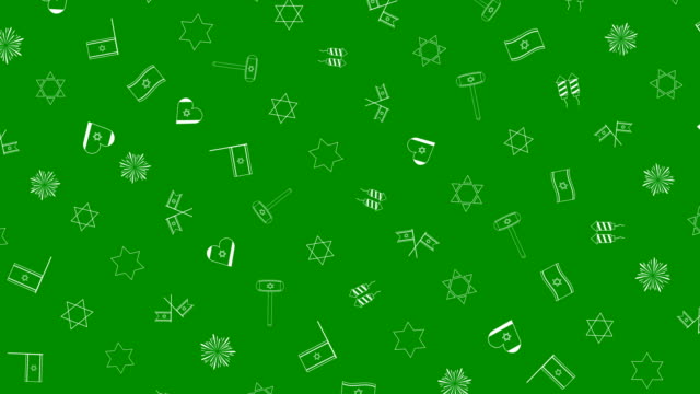 Israel-Independence-Day-holiday-flat-design-animation-background-with-traditional-outline-icon-symbols