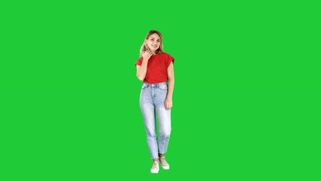 Beautiful-smiling-woman-with-clean-skin,-natural-make-up,-and-white-teeth-on-a-Green-Screen,-Chroma-Key