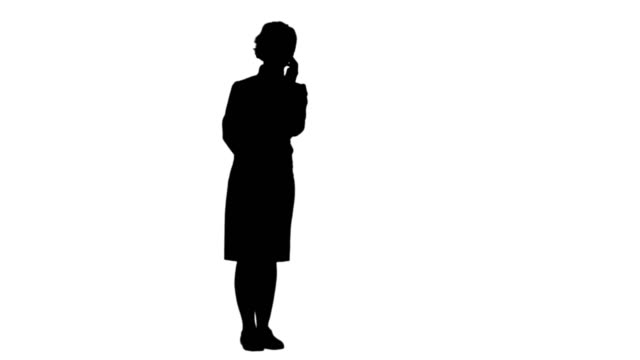 Silhouette-Smiling-woman-having-a-phone-call-track-matte