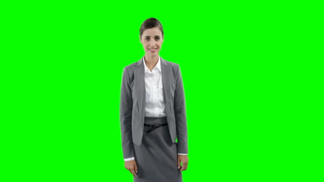 Businesswoman-using-a-virtual-touchscreen