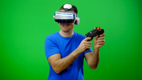 Virtual-Reality-Spiel.-Green-Screen.