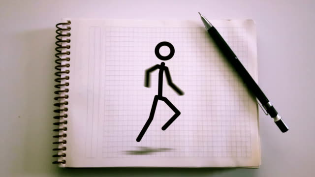 4K-Stick-Man-Running-Animation-on-the-Notepad---Loopable
