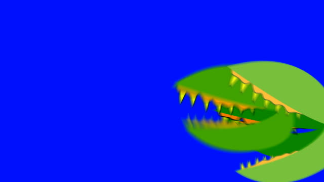 Creepy-Venus-Fly-Traps-Attacking-on-a-Blue-Screen-Background