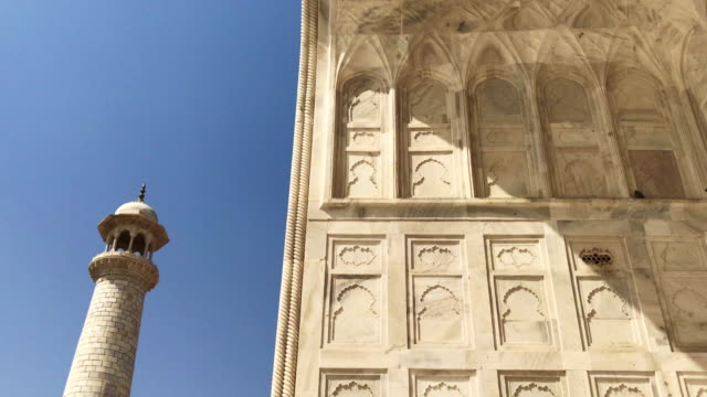 Detalles-arquitectónicos-en-el-Taj-Mahal,-India