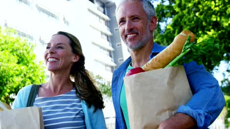 Mature-couple-is-walking-on-the-street-with-groceries