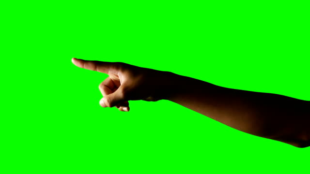 Person-making-hand-gesture-against-green-screen-background