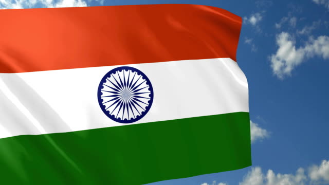 Indische-Flagge-winken-auf-Wind