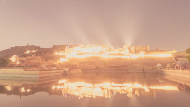 Amber-Fort-Licht-Show-time-lapse-video-Clip,-Indien