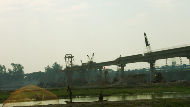 Pan-shot-of-a-bridge-under-construction