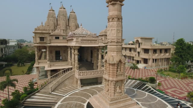 Aerial-view-of-Jain-temple-in-the-suburbs-of-Delhi