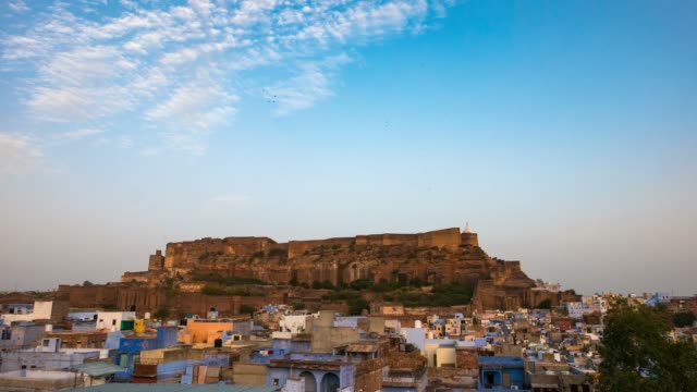 Paisaje-urbano-de-Jodhpur-en-el-ocaso,-Rajasthan,-India