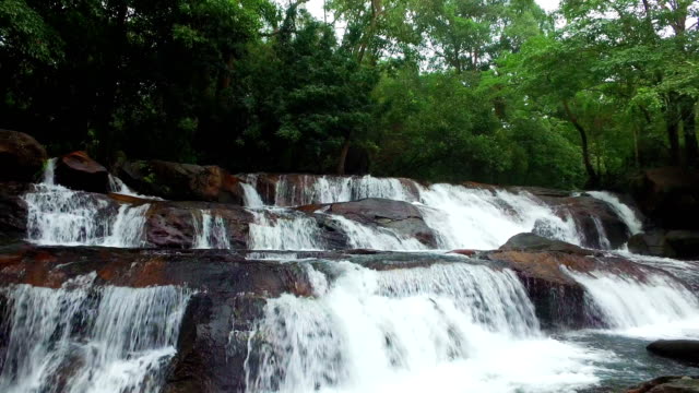 Close-Up-Of-Beautiful-Waterfall--4k