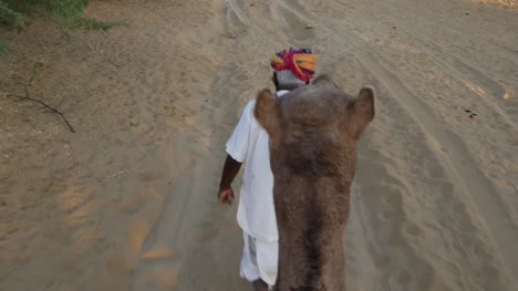 Sicht-eine-Fahrt-von-Kamel-in-Sanddünen-in-der-Wüste