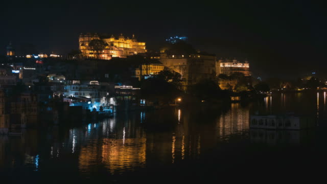 Time-lapse-Udaipur-night,-Rajasthan,-India