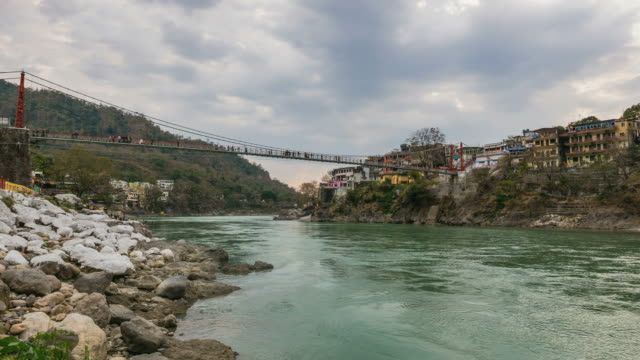 Rishikesh-time-lapse,-holy-town-and-travel-destination-in-India