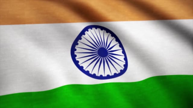 Realistic-cotton-flag-of-India-as-a-background.-India-flag-waving-in-the-wind.-Background-with-rough-textile-texture.-Animation-loop