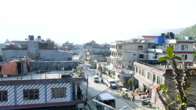 Ciudad-nepalí-Besisahar.-Tiempo-de-la-mañana.