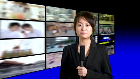 News-presenter-in-studio-with-banks-of-screens-in-background