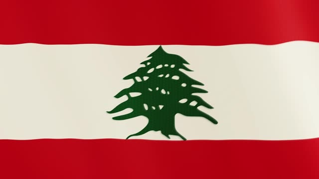 Animación-que-agita-la-bandera-de-Líbano.-Pantalla-completa.-Símbolo-del-país