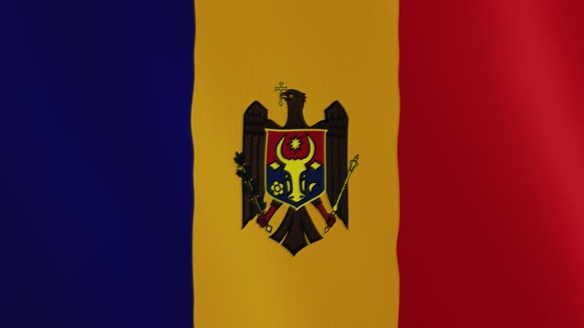 Animación-que-agita-la-bandera-de-Moldavia.-Pantalla-completa.-Símbolo-del-país