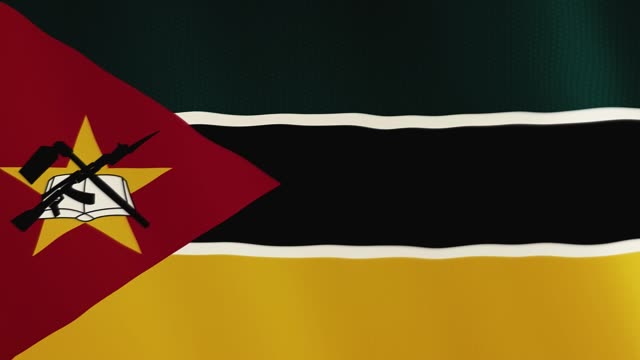 Mozambique-bandera-que-agita-de-la-animación.-Pantalla-completa.-Símbolo-del-país