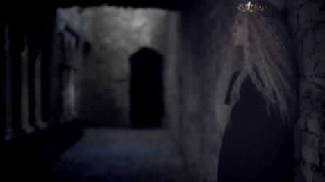 4k-Medieval-Shot-of-Style-Queen-Posing--in-Castle