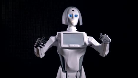 Robot-atrae-atenciones-con-movimientos-de-brazo-ancho.-4K.