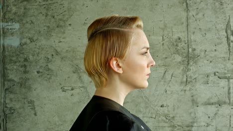 Haircut.-Hairstyle.-Beautiful-Model-With-Short