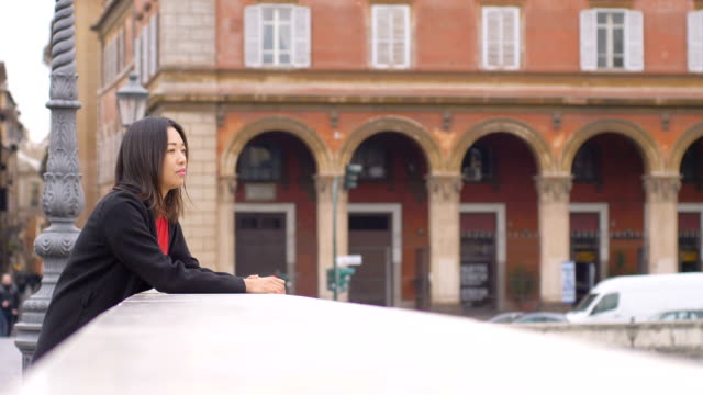 Thoughtful-sad-lonely-chinese-woman-contemplating-the-city